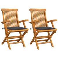 Garden Chairs with Cushions Solid Teak Wood