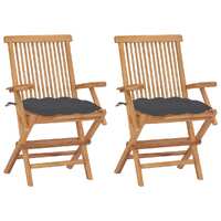 Garden Chairs with Cushions Solid Teak Wood