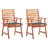 Outdoor Dining Chairs with Cushions Solid Acacia Wood