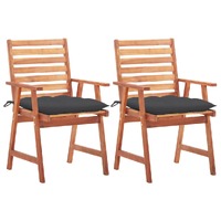 Outdoor Dining Chairs with Cushions Solid Acacia Wood