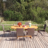 7 Piece Garden Dining Set Poly Rattan