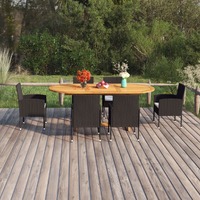 7 Piece Garden Dining Set Poly Rattan