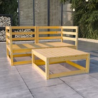 3 Piece Garden Lounge Set Solid Pinewood