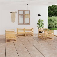 6 Piece Garden Lounge Set Solid Pinewood