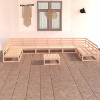 11 Piece Garden Lounge Set Solid Pinewood