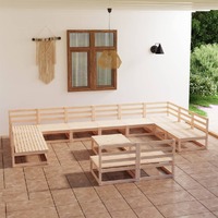 13 Piece Garden Lounge Set Solid Pinewood