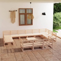 14 Piece Garden Lounge Set Solid Pinewood