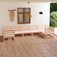 7 Piece Garden Lounge Set Solid Pinewood
