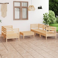 6 Piece Garden Lounge Set Solid Pinewood