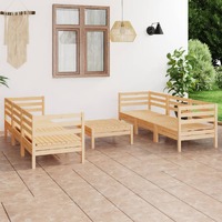 7 Piece Garden Lounge Set Solid Pinewood