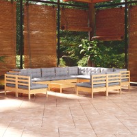 13 Piece Garden Lounge Set with Cushions Solid Pinewood