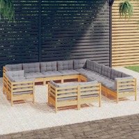 13 Piece Garden Lounge Set with Cushions Solid Pinewood