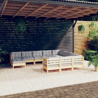 11 Piece Garden Lounge Set with Cushions Pinewood