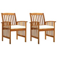 Garden Dining Chairs with Cushions Solid Acacia Wood