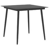 Garden Dining Table Black Steel and Glass