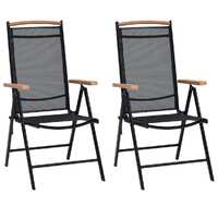 Folding Garden Chairs Aluminium and Textilene Black