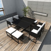 Outdoor Dining Set with Cushions Poly Rattan