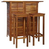 Bar Table and Chair Set Solid Acacia Wood