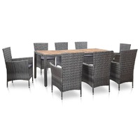 Outdoor Dining Set with Cushions Poly Rattan