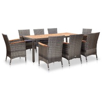 Garden Dining Set with Cushions Poly Rattan