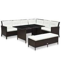 3 Piece Garden Lounge Set with Cushions Poly Rattan