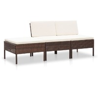 3 Piece Garden Lounge Set with Cushions Poly Rattan