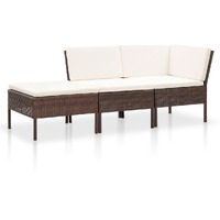 3 Piece Garden Lounge Set with Cushions Poly Rattan