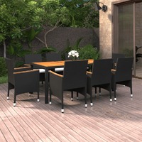 9 Piece Garden Dining Set Poly Rattan