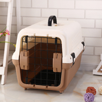 Portable Plastic Dog Cat Pet Pets Carrier Travel Cage With Tray