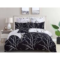 Tree Reversible Quilt/Doona/Duvet Cover Set - Black