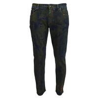 New Dolce & Gabbana Skinny Denim Pants with Logo Details Men