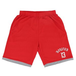 Men's Basketball Sports Shorts Gym Jogging Swim Board Boxing Sweat Casual Pants, Red - Houston 13