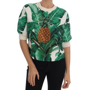 DOLCE &amp; GABBANA Enchanted Sicily Short Sleeve Sweater with Sequined Pineapple Embroidery