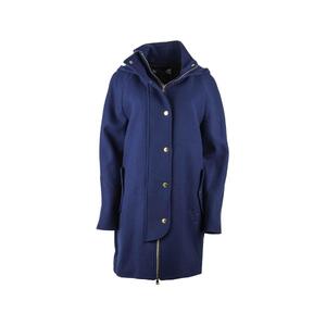 Blue Love Moschino Coat with Hood and Golden Button Closure