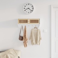 Wall-mounted Coat Rack Engineered Wood and Natural Rattan