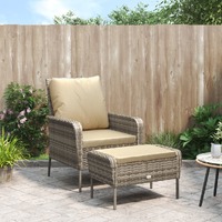 Garden Chair with Footstool Poly Rattan