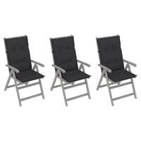 Garden Reclining Chairs with Cushions Solid Acacia Wood