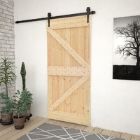 Sliding Door with Hardware Set Solid Pine Wood