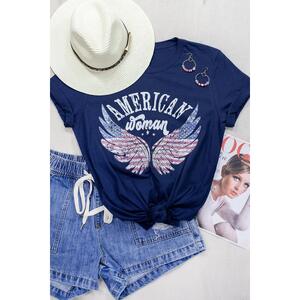 Azura Exchange American Woman Eagle Wing Flag Graphic Tee