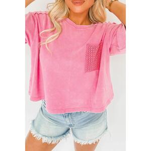 Azura Exchange Acid Wash Lace Patch Pocket T-Shirt