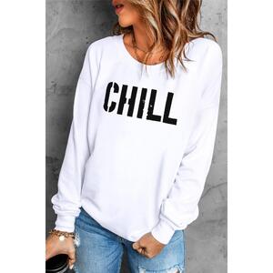 Azura Exchange CHILL Letters Pattern Sweatshirt with Contrast Trim