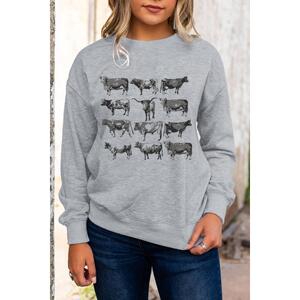 Azura Exchange Bull Graphic Print Long Sleeve Sweatshirt