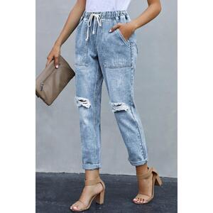 Azura Exchange Distressed Pocketed Denim Jogger