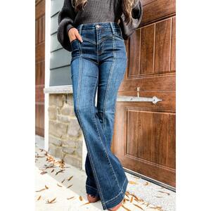 Azura Exchange High Waist Flare Jeans with Seam Stitching and Pockets