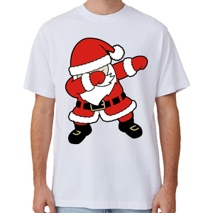 100% Cotton Christmas T-shirt Adult Unisex Tee Tops Funny Santa Party Custume, Dancing Santa (White)