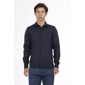 Baldinini Trend Men's Blue Linen Shirt