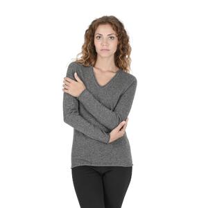 Crown of Edinburgh Cashmere Women's Cashmere V-Neck Sweater for Women in Grey