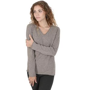 Crown of Edinburgh Cashmere Women's Premium Cashmere V-Neck Sweater in Taupe