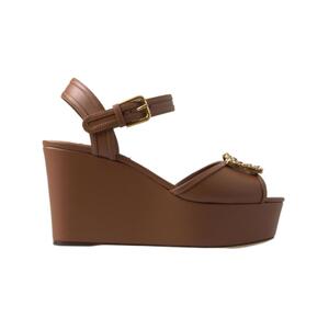 Dolce & Gabbana Women's Brown Leather AMORE Wedges Sandals Shoes