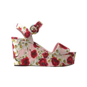 Dolce & Gabbana Women's Multicolor floral print Wedges Floral Ankle Strap Sandals